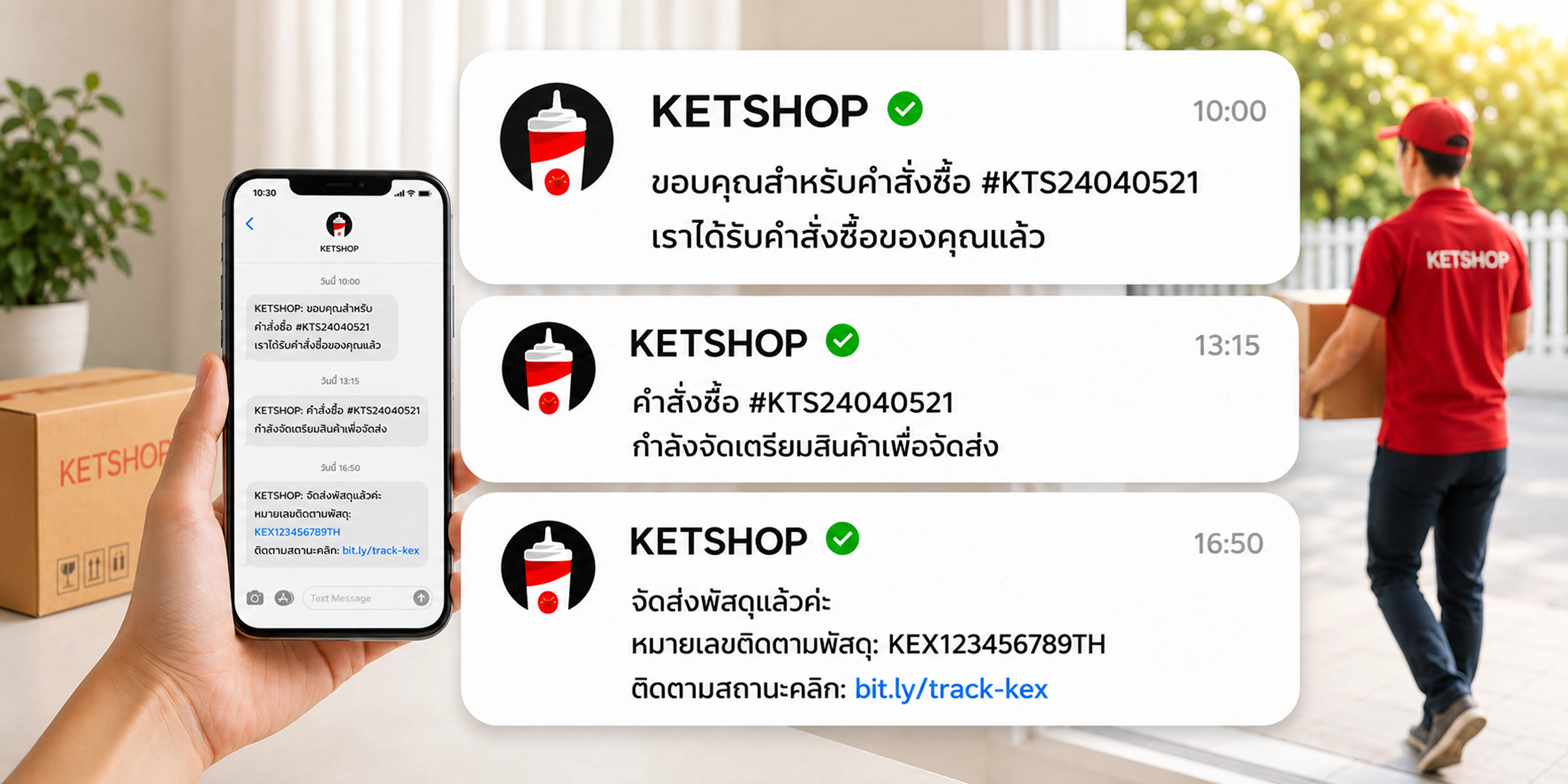 ระบบอัปเดตสถานะออเดอร์ให้ลูกค้า