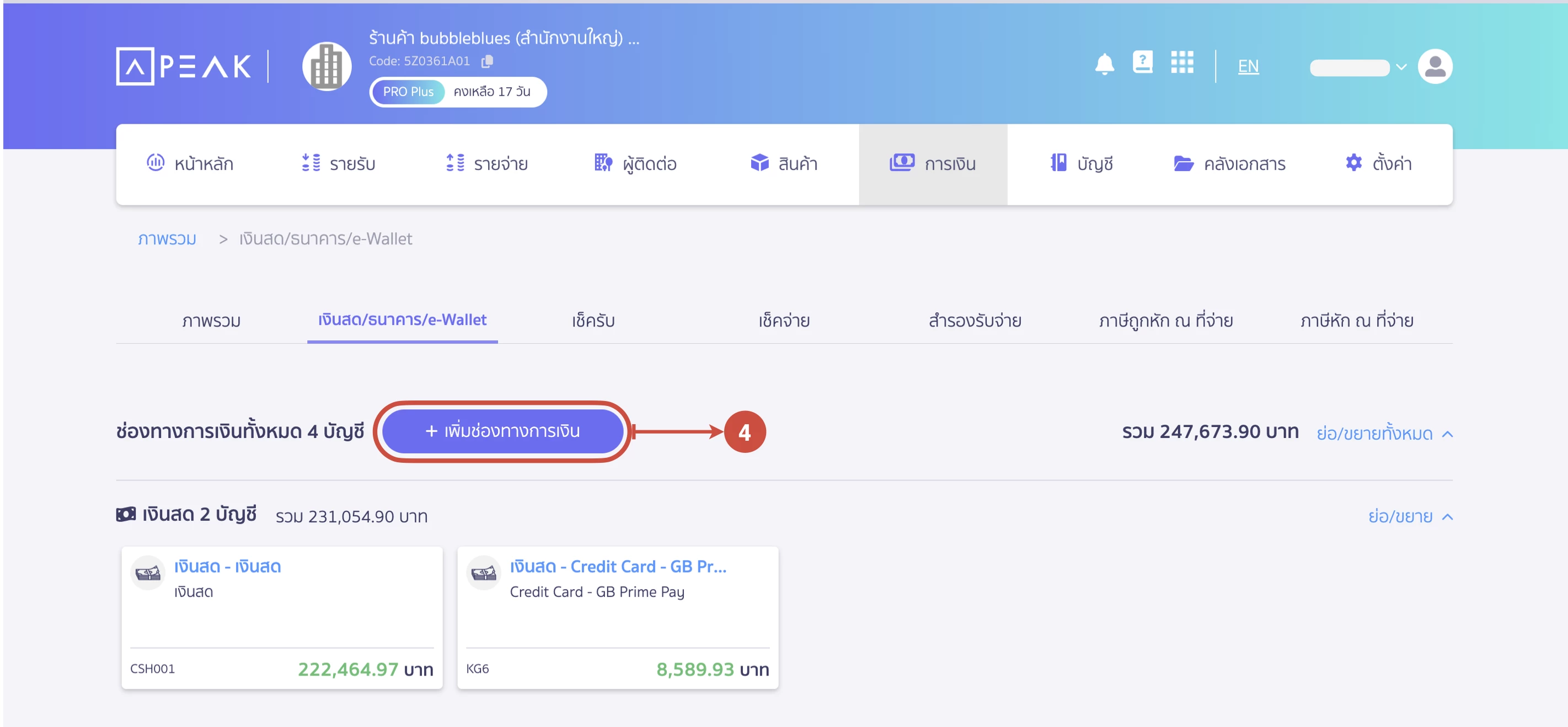 การเชื่อมต่อระบบบัญชี PEAK Account