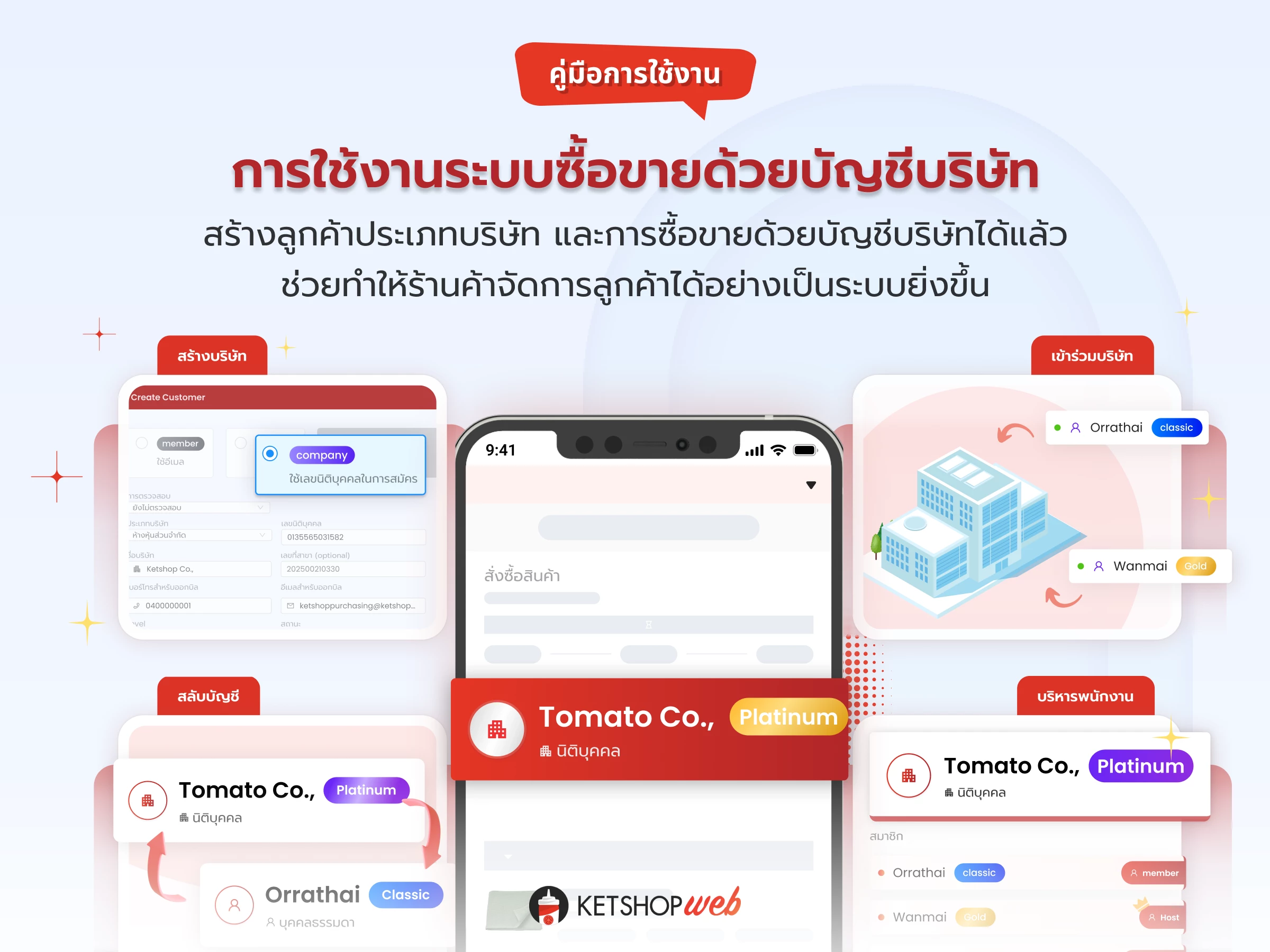 บัญชีบริษัท  นิติบุคคล  ลูกค้าประเภทบริษัท  จัดการลูกค้า  ระบบขายสำหรับบริษัท