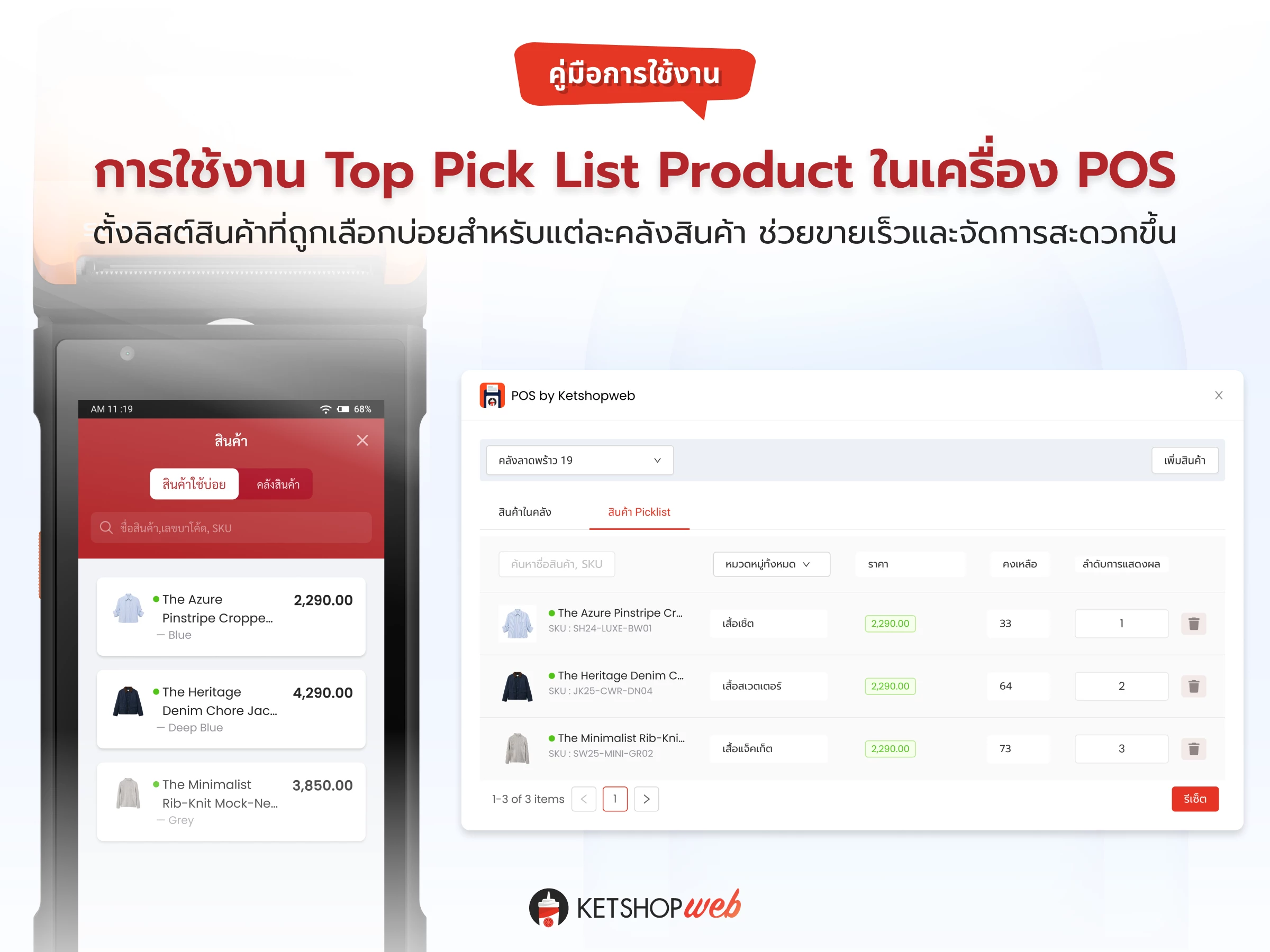Top Pick List Product  POS  ขายหน้าร้าน  สินค้าขายบ่อย  ระบบจัดการสินค้า